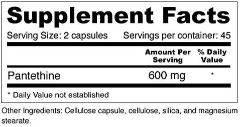 Wellness Resources Pantethine - Active Vitamin B5. Vegan (300mg, 90 Capsules)