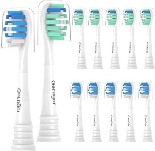 Replacement Heads Compatible with Philips Sonicare Toothbrush C1 C2 C3 A3 W3 G2 G3 4100 5100 6100 1100 2100 3100, Toothbrush Heads Brush Head, 12 White