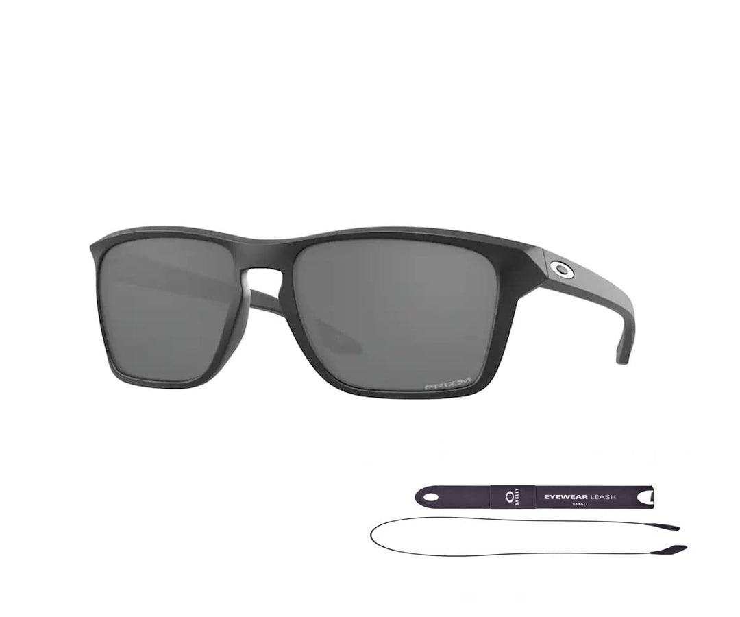 Oakley Sylas OO9448 944803 57MM Matte Black/Prizm Black Rectangular Sunglasses for Men + BUNDLE Accessory Leash + BUNDLE with Designer iWear Eyewear Kit