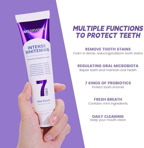 SP-6 Toothpaste & 7-Pro Intense Whitening Toothpaste 2-Pack – 6 Probiotics, Deep Whitening, Purple Beads, Fluoride-Free, Enamel Safe