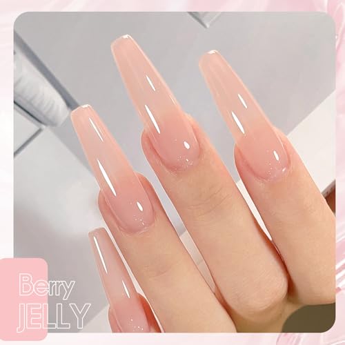 Beautpal Nude Gel Polish Set, 6pcs Jelly Gel Polish Nude Pink Neutral Color Translucent Gel Nail Kits for Salon Gel Manicure and Nail Art DIY at Home 8ml