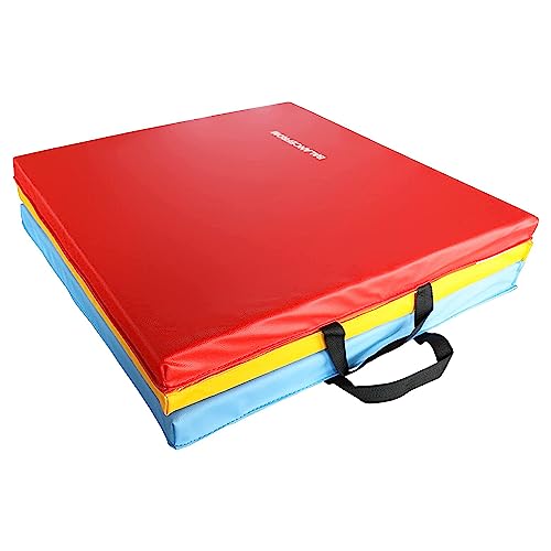 BalanceFrom Folding Gymnastics Mat Home Gym Floor Tumbling Equipment, Multicolor
