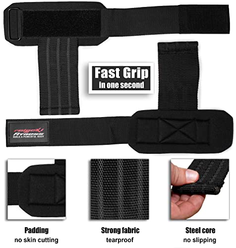 Fast Grip Lifting Straps for weightlifting Strength Training (+ Training Plans) Professional quick fastening with Metal Bolts for Powerlifting, Crossfit & Fitness - Bodybuilding for Men and Women