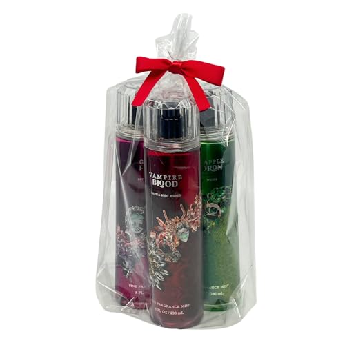 Bath & Body Works VAMPIRE BLOOD, GHOUL FRIEND, CANDY APPLE CAULDRON Fine Fragrance Mist 3-piece Halloween Collections 2024 with a Red Bow - Limited Edition