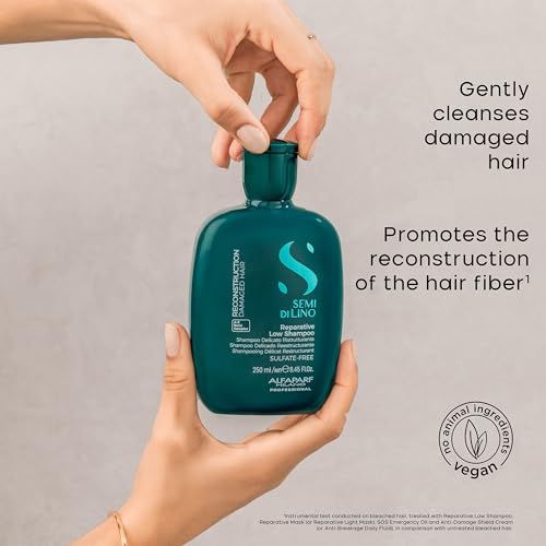 Alfaparf Milano Semi di Lino Reconstruction Reparative Sulfate Free Shampoo for Damaged Hair - Color Safe - Repairs, Restores Fiber & Elasticity - Paraben Free - Vegan