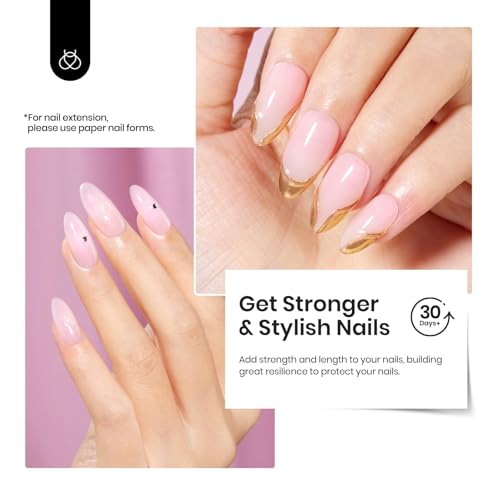 Beetles Hema Free Builder Nail Gel Set, 4 Color 7 in 1 Builder Nail Gel with Top and Base Coat for Thickening Nude Pink Jelly White Colors Transparent Extension Nails Beauty Gift Sets for Women