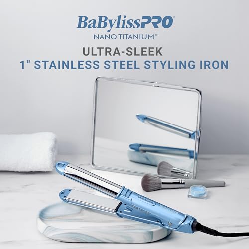 BaBylissPRO 1" Ultra-Sleek Stainless Steel Styling Iron, Hair Straightener, Waver and Curling Tool in one