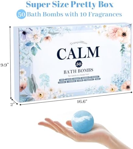 Bath Bombs Set 50 PCS with 10 Rich Scents, Bath Bombs for Women, Natural Bubble Bombs with Shea Butter & Safe Oil, Ideal for Christmas, Birthday, Valentine's Day Mother's Day Present