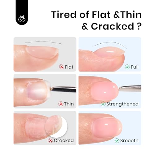 Beetles Low Heat Builder Nail Gel 0.51 OZ 7 in 1 Clear Strengthener Gel for Weak & Thin Nails Building Nail Apex & Extension with Detachable Liner Nail Brush for Beginners & DIY Salon Manicure