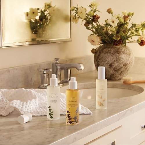 Thymes Daily Shower Spray for a Spa Like Experience - Home Essentials - Mist Scented with Jasmine, Rose, Hyacinth, Lily of the Valley & Oak Moss (Goldleaf Shower Spray, 3.4 fl oz)