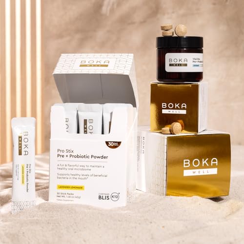 Boka Vital Bite Oral Pre + Probiotics - Sugar-Free Nut-Free Chewable Dental Probiotics for Teeth and Gums with BLIS K12, Vitamin D3 K2 for Men Women, Freshens Breath - Peppermint, 30 ct