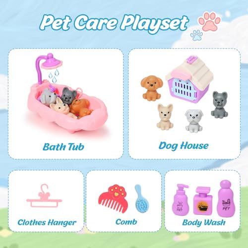 Bath Bombs for Kids with Toys Inside for Girls Boys, 12 Pack Kids Bath Bombs with Surprise Dog Pretend Playset, Handmade Bubble Bath Fizzies Birthday Christmas Gift Set