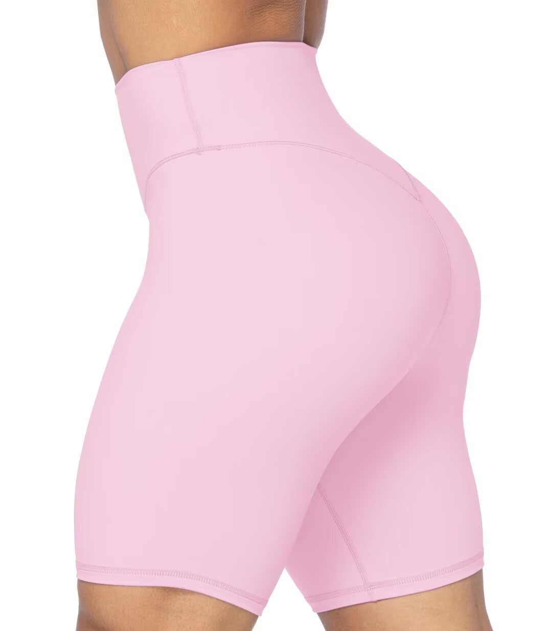 Sunzel No Front Seam High Waist Biker Shorts for Women, Squat Proof Yoga Workout Gym Bike Shorts 8" Milkshake Pink Small