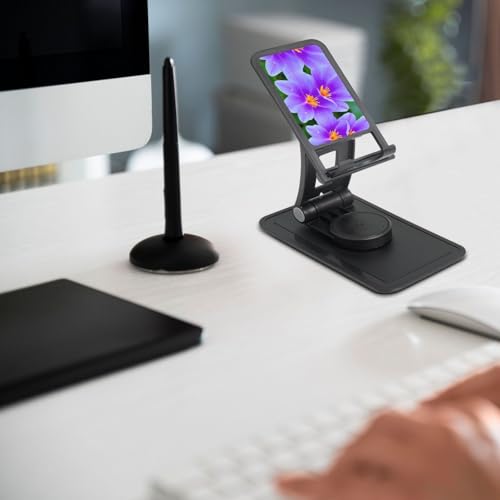 Purple Viburnum Cell Phone Stand 360° Adjustable Desktop Phone Holder Cradle Compatible With Most Mobile Phones Black