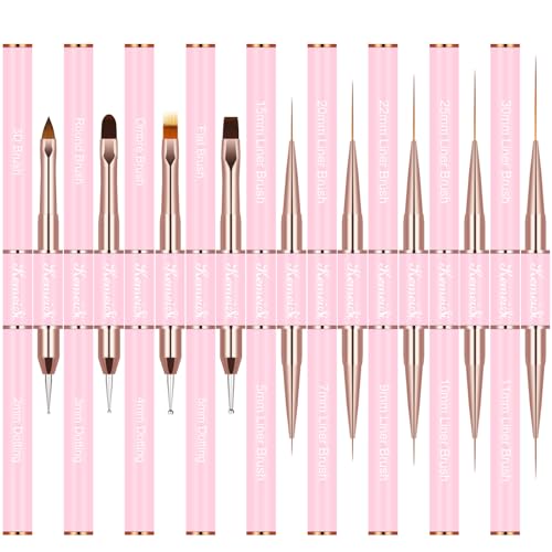 Nail Art Brush Set, 9PCS Double-Ended Acrylic Liner Brush Dotting Pen for Gel Polish, Nail Design Tools for Professional Manicure DIY Home Salon