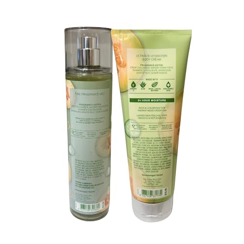 Bath & Body Works Cucumber Melon Fine Fragrance Mist 8oz and Body Cream 8oz