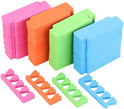 120pcs Toe Separators for Pedicure - Sponge Toe Separator for Nail Polish Party Nail Art Painting Toenails, 4 Funny Colors - Comfy and Soft