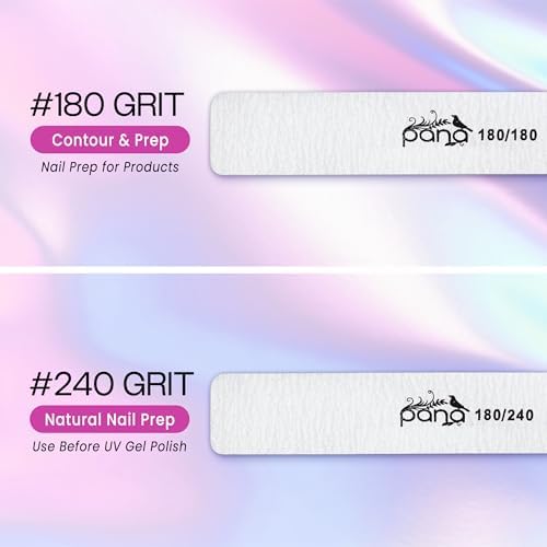 PANA Jumbo Double-Sided Emery Nail File for Manicure, Pedicure, Natural, and Acrylic Nails - Zebra (Grit 80/80) - 50 Piece Pack
