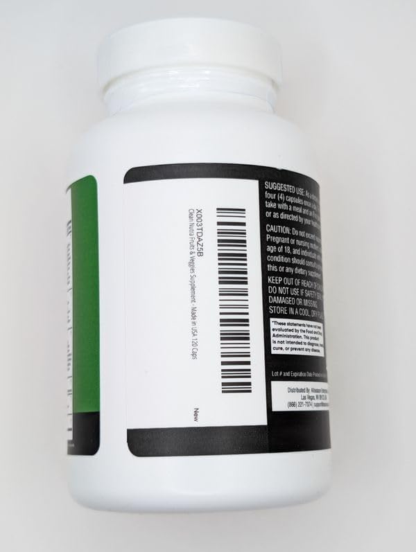 Clean Nutraceuticals Fruits and Veggies Supplement Reds & Green Superfood - Balance of Over 70 Fruit & Vegetable Supplements Capsules with Probiotics Prebiotics Digestive Enzymes - 5Pack