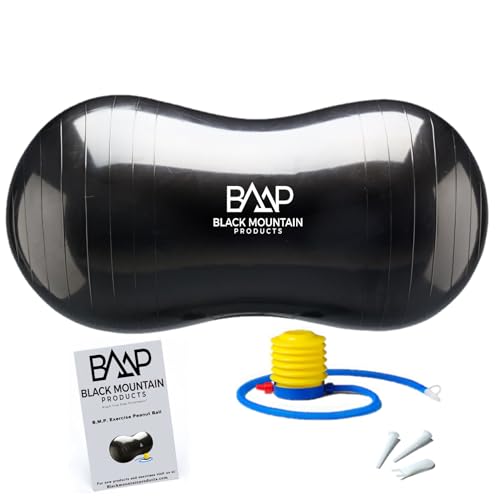 Black Mountain Products Black Peanut Stability Yoga Ball with Foot Pump 1000Lb Static Weight Capacity