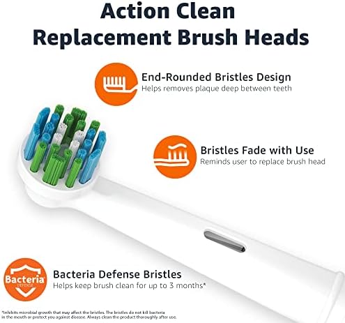 Amazon Basics Electric Toothbrush Head Replacement Brush, White, 5 Count (Fits Most Oral-B Brushes) (Previously Solimo)