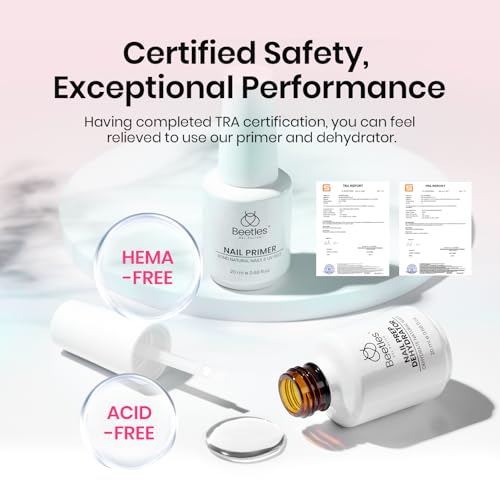 Beetles Nail Prep Kit Nail Dehydrator and Primer Nail Care Tool Kit 20ml Large Capacity Acid-Free & Hema-Free Dehydrate Bond Primer with Manicure Tools for Acrylic Nail Gifts for Women