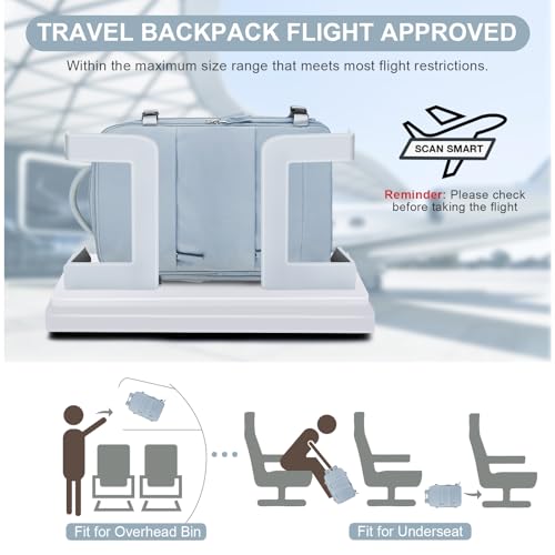 coofay Travel Backpack Carry on Flight Approved Mochila De Viaje Carry on Backpack for Airplanes Spirit Airlines Personal Item Bag 18x14x8 Inches Travel Bag Traveling Backpack for Women Men Grey Blue