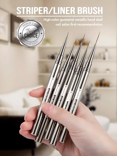 Nail Liner Brush, Fine Line Nail art Brushes 5/9/15/20/25mm Thin Line Nail Brushes Detail Drawing, Liner Brush for Nails Gel