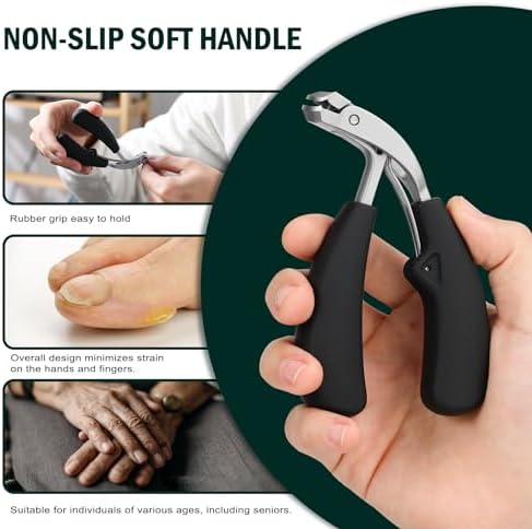 FVION Innovative Angled Head Toenail Clippers, Professional Ingrown Toe Nail Clippers for Thick Nails Seniors, Slanted Nail Clippers with Catcher, Pedicure Toenail Cutters Toenail Scissors