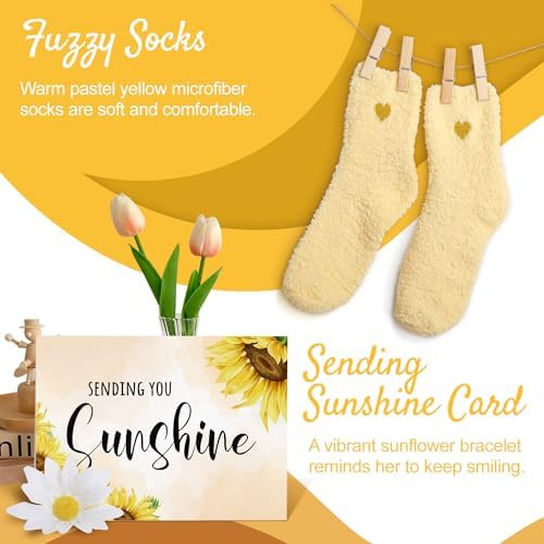 Get Well Soon Gift Baskets for Women, 9pcs Care Package for Women, After Surgery Recovery Gifts, Feel Better Set Thinking Of You - Sending You Hug Sunshine Box for Sick Friend
