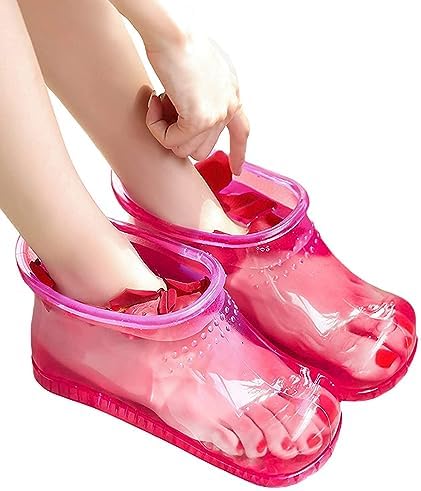 Movable Foot Soaker, Portable Feet Soaking Tub Massage Foot Bath Shoes, Bath Massager Basin Pedicure Feet Spa Shoes for Thermal Massage to Promote Blood Circulation (Large, Red)