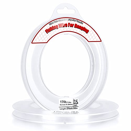 Fishing Line Clear, Acejoz 656FT Clear Fishing Wire for Hanging, 200 Meters 0.3mm Nylon String Supports 17 Pounds, Invisible Fishing Line for Balloon Garland Hanging Decorations Beading and Crafts…