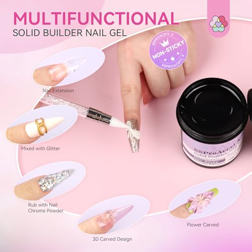 SAVILAND Solid Builder Nail Gel for Nails: Non-Sticky Sculpting Gel for Nails Art 100 g 3D Nail Gel VE Castor Oil Hard Gel for Nails Extension 3D Nail Art DIY Carving Patterns Decoration SSProAcryl X
