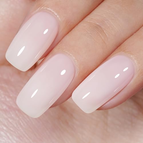 TOMICCA Glitter Pink Gel Nail Polish, Sparkle Pale Pink Gel Polish, Soak Off UV Transparent Shimmer Clear Pink Nail Polish Gel Skin Tone Color Nail Art DIY Manicure Salon