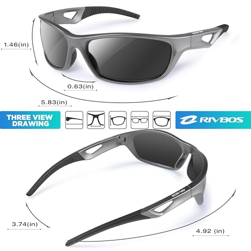 RIVBOS Polarized Sports Sunglasses Driving Sunglasses Shades for Men Women Tr90 Frame for Cycling Fishing Running RB831