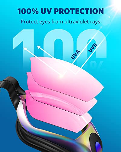 Aegend Swim Goggles, Swimming Goggles No Leaking Full Protection Flexible|Detachable Adult Men Women Youth, Bright Fuchsia