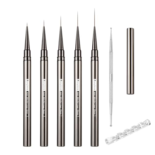 Nail Liner Brush, Fine Line Nail art Brushes 5/9/15/20/25mm Thin Line Nail Brushes Detail Drawing, Liner Brush for Nails Gel