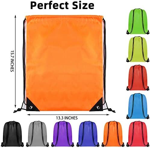 GoodtoU 40 Pack Drawstring Backpacks Bulk - Waterproof Nylon Cinch Bags for School, Gym, Homeless Care Packages (10 Colors) - Lightweight Reusable Sports Sack for Kids & Adults