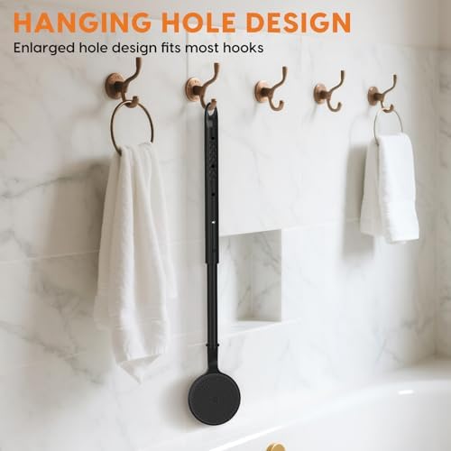 VWMYQ Silicone Back Scrubber for Shower, 24in Adjustable Handle Body Brush, Double Sided Shower Brush for Shower Exfoliating and Massage Can Produce Rich Foam, Long Handle Back Scrubber for Men