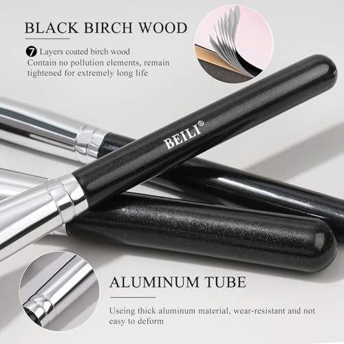 BEILI Makeup Brushes 30Pcs Professional Makeup Brush Set Premium Synthetic Kabuki Foundation Blending Brush Face Powder Blush Concealers Eye Shadows Make Up Brush Set (Black)