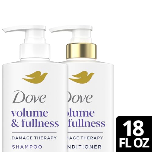 Dove Shampoo and Conditioner Set, Volume & Fullness – Daily Volumizing Hair Care Formula Infused with Collagen, 18 Oz Ea
