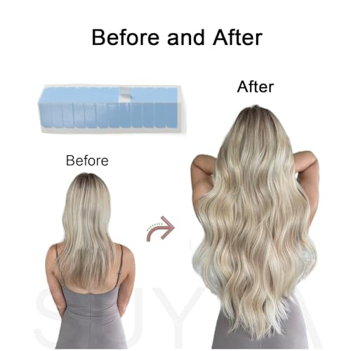 SUYYA 120 Pieces Hair Extension Tape Tabs Double Sided Extension Tapes for Replacement 4cm x0.8cm (Blue 120 Pieces)