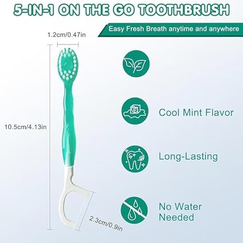 5 in 1 Mini Brush, Toothpaste and Floss, 26 Packs Disposable Toothbrushes with Toothpaste, Mini Toothbrushes Individually Wrapped Box, Oral Care On The Go Prepasted Travel Toothbrush
