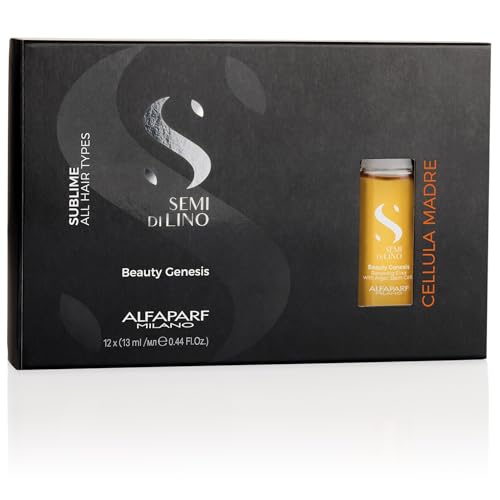 Alfaparf Milano Semi di Lino Sublime Cellula Madre Beauty Genesis Vials - Argan Ampoules for Radiant and Healthy Hair - Protects Color - Adds Shine (12 Vials / 0.44 fl. oz. each)