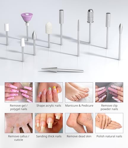 AIRSEE Studio Basic Adapter Portable Electric Nail Drill Machine for Professional, EFile for Acrylic Gel Nails and Manicure Pedicure Polishing Shape, Electric Nail File Kit for Salon Gold