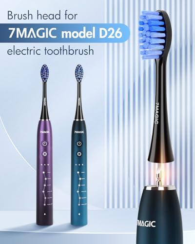7MAGIC Model D26 Electric Toothbrush Heads, Replacement Toothbrush Heads for Deep Cleaning, Durable and Effective, 2 Pack Toothbrush Replacement Brush Heads, Black