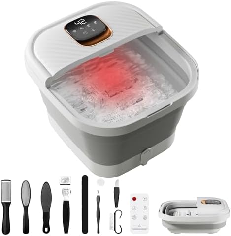 Collapsible Foot Spa with Heat, Touchscreen, Foldable Foot Bath Massager with Temperature Control, Foot Massage Rollers, Pedicure Spa for Home, Office, Relaxation, Gift for Men & Women