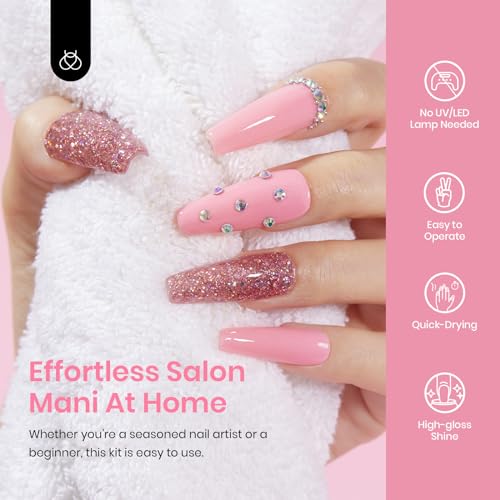 Beetles 36Pcs Dip Powder Nail Kit Starter, 20 Colors Nude Pink Yellow Gray Glitter Burgundy Dipping Powder Set with Base Top Coat Activator Brush Saver for Nail Art Manicure Graceful Lady Collection