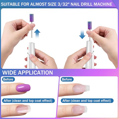 25Pcs Nail Drill Bits Set, 3/32 Inch Tungsten Ceramic Diamond Carbide Nail Drill Bits for Acrylic Gel Polish, Cuticle Efile Remover for Manicure Pedicure