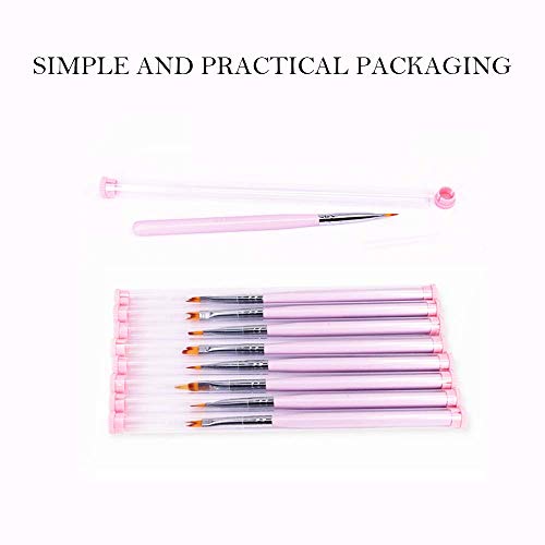 8 Pcs Nail Brush Pen Premium Upgrade Wood Handle, Gradient Painting Brush Set UV Gel Flower Drawing Pen Purple Wood Handle Manicure Nail Art Polish Pen Tool, Valentine's Day present (8 amazing nail brushes)